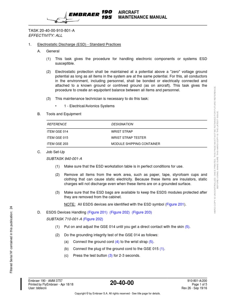 Effectivity: All: Aircraft Maintenance Manual | PDF | Electrostatic ...