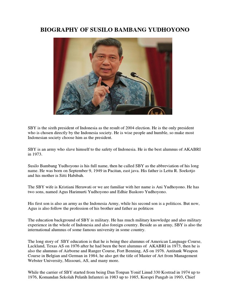 Biography Of Susilo Bambang Yudhoyono Indonesian People Indonesia