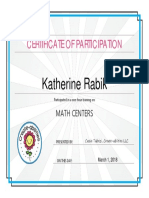 Certificate of Completion Math Centers