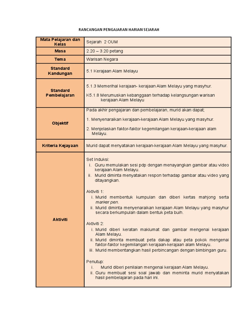 Rph Sejarah Tingkatan 1 Pdf