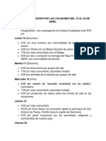 Semana de Oración Por Las Vocaiones Del 15 Al 20 de Abril