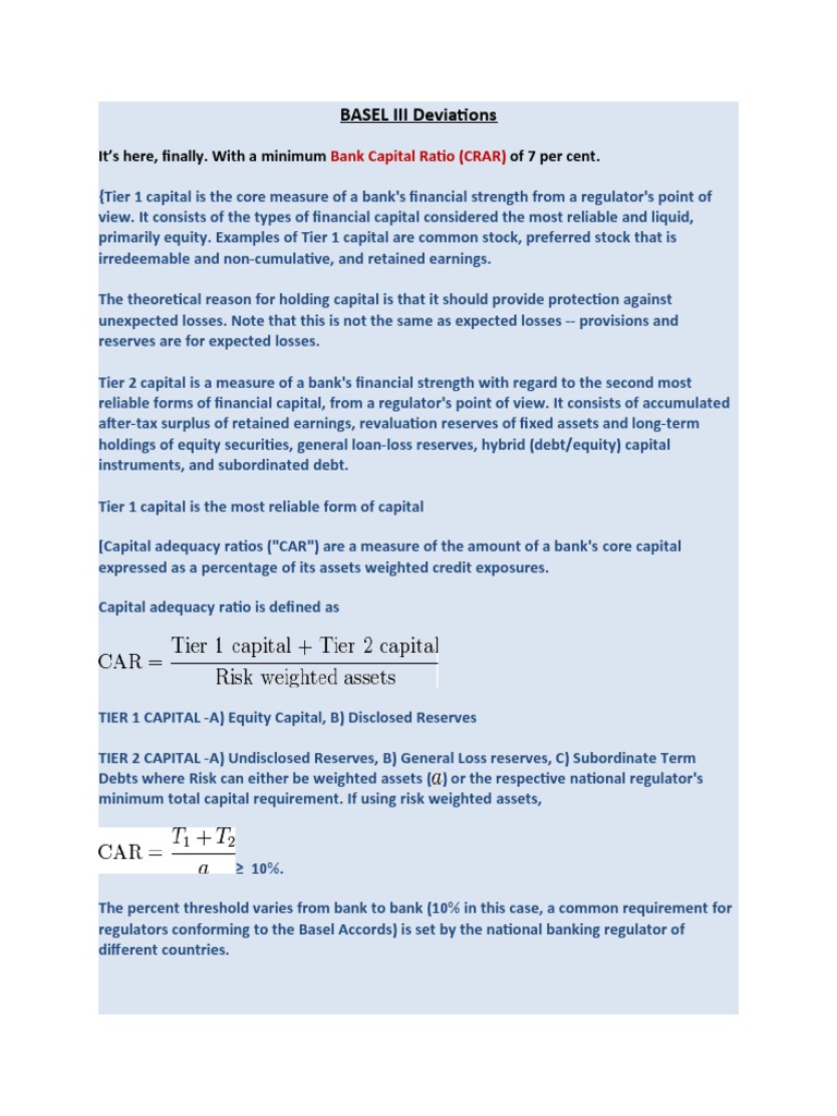 Basel III Capital Requirements Overview | PDF | Capital Requirement ...