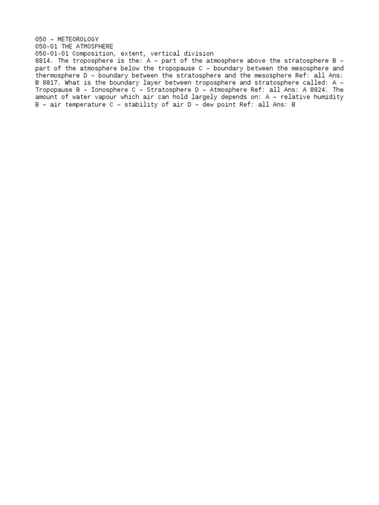 Meteorology Questions | PDF | Troposphere | Altitude
