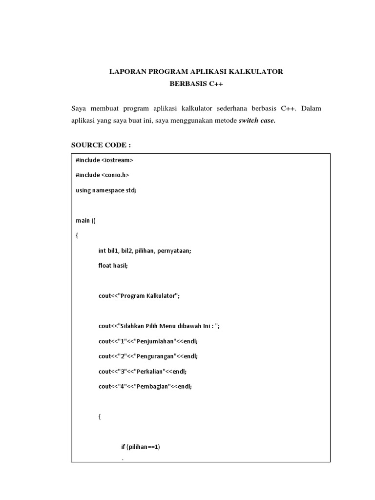 Laporan Program Aplikasi Kalkulator | PDF | Komputer