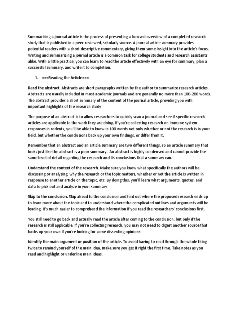 How to Summarize a Journal Article | PDF | Academic Journal | Tourism
