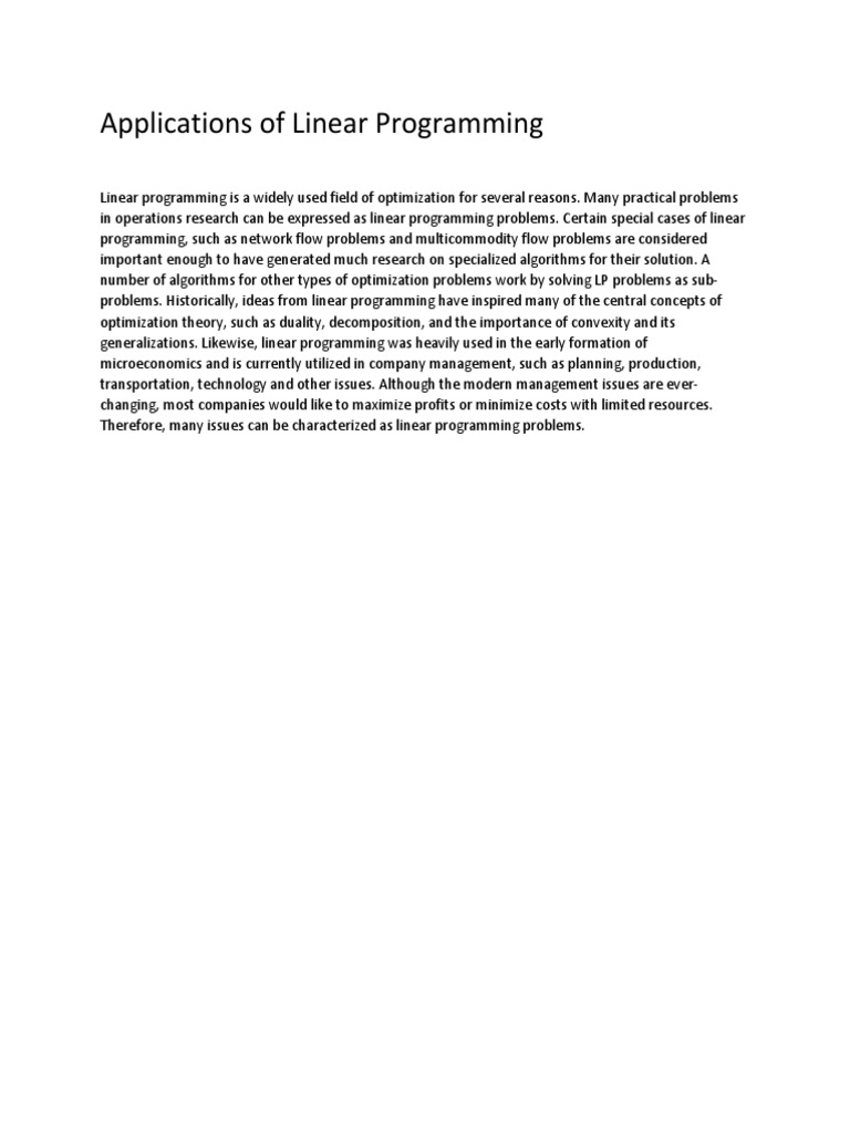 Applications of Linear Programming | PDF