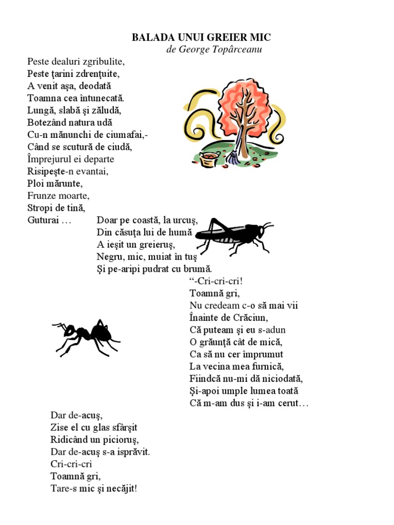 Balada Unui Greier Mic George Toparceanu