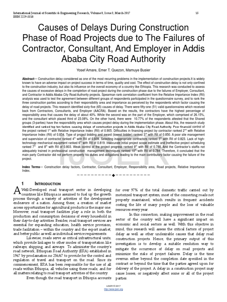 15 Causes of Delays During Construction Phase of Road Projects | PDF ...