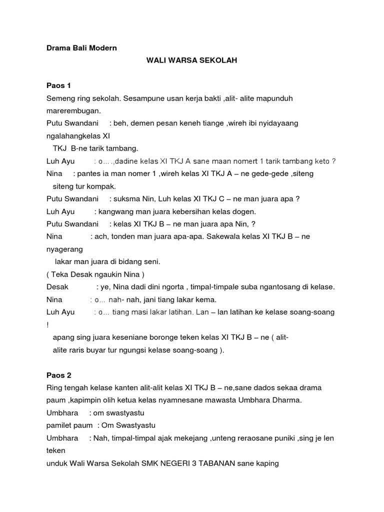 Naskah Drama Bali Anyar