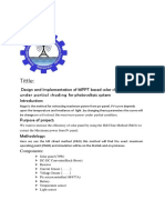 Tittle:: Design and Implementation of MPPT Based Solar Charge Controller Under Partial Shading For Photovoltaic System