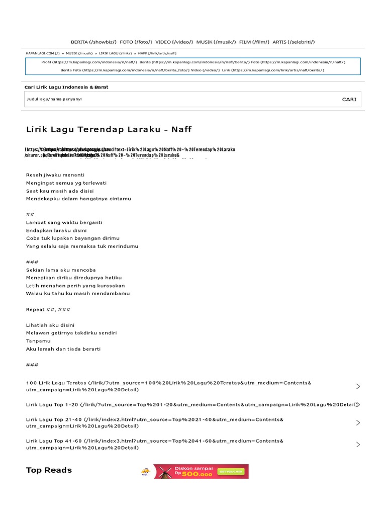 Naff Terendap Laraku Lagu Manusia