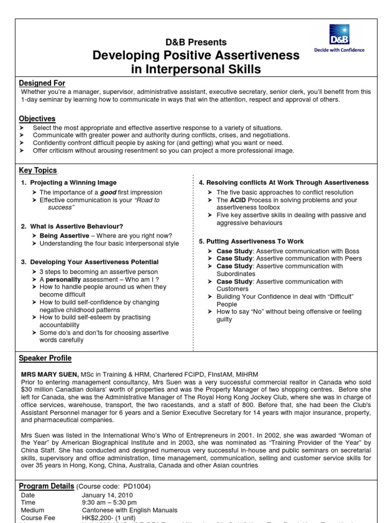 Assertiveness Training for Professionals | PDF