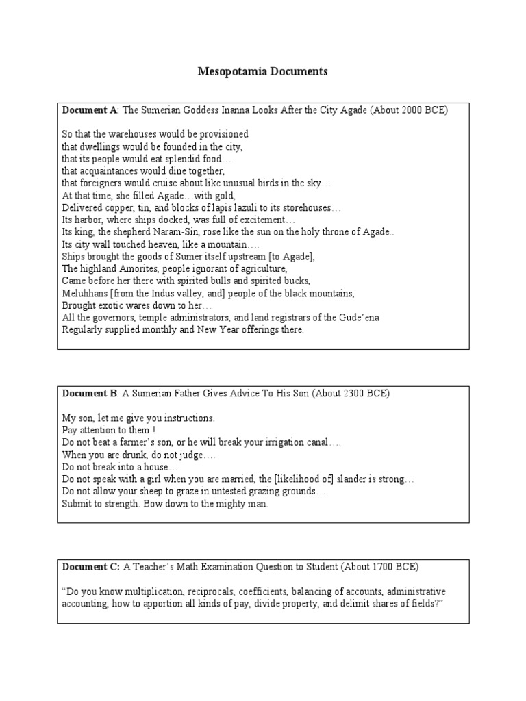 Sumerian and Egyptian Parental Guidance | PDF | Sumer