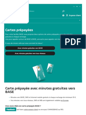 Cartes Prépayées BASE - Minutes, SMS Et MB Gratuites, PDF, Technologie  mobile