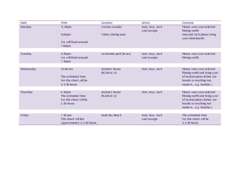 Schedule | PDF
