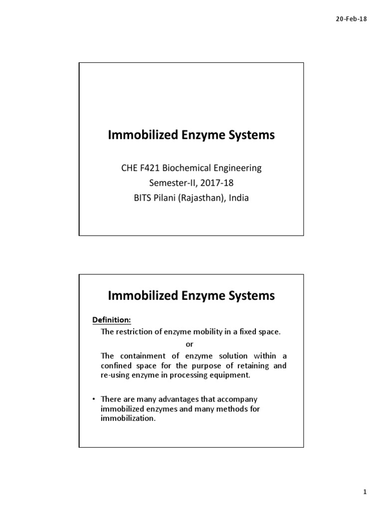 Biochemical Engineering: Enzyme Immobilization | PDF | Enzyme | Diffusion