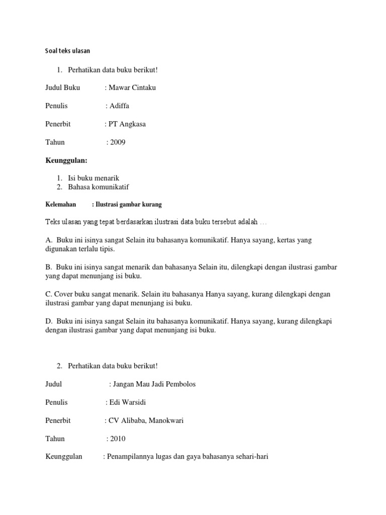 Soal Teks Ulasan SMP Kelas 8