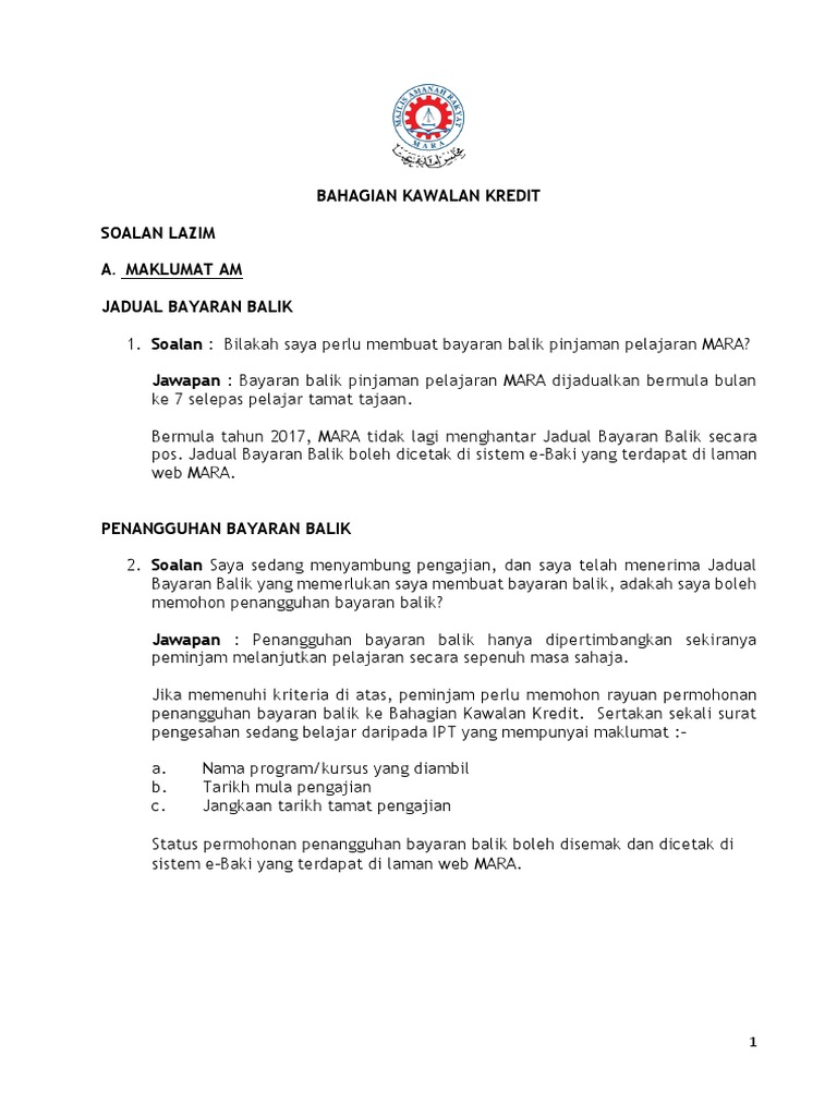 Cara Bayar Balik Pinjaman Mara Online Listikel Com