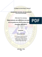 Eficiencia Del Gasto Publico de Los Gobiernos Provinciales de Arequipa 2018