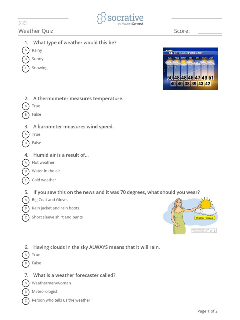 Weather Quiz: Test Your Knowledge | PDF