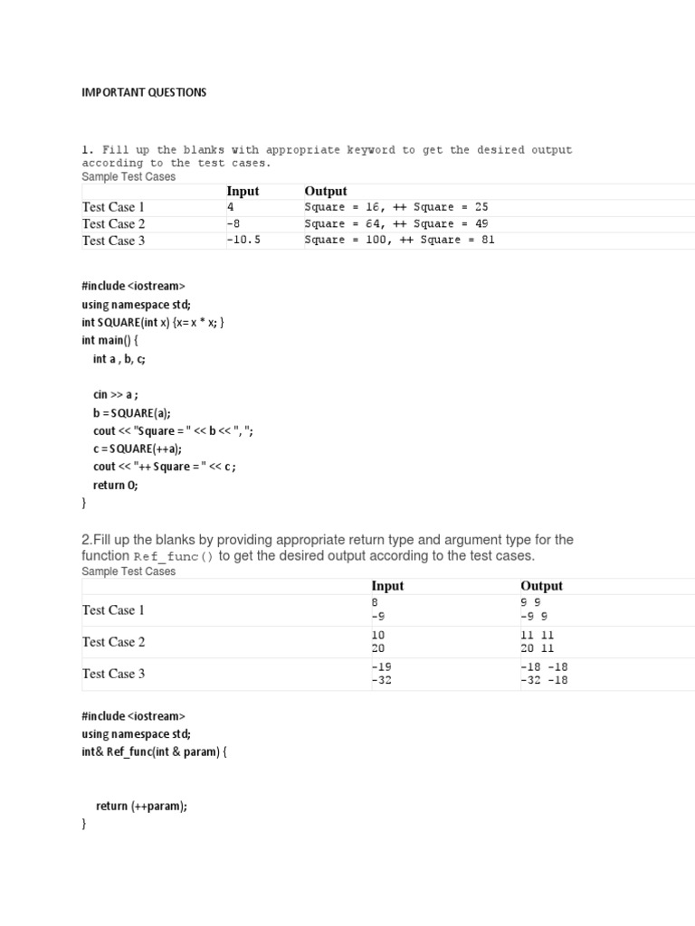 Test Case 1 Test Case 2 Test Case 3: Input Output | PDF | Programming ...