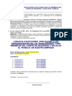 Convocatoria Elecciones Del Comite SST