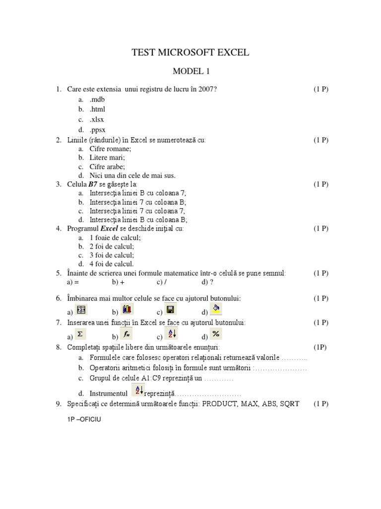 Test Microsoft Excel | PDF