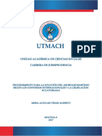 Procedimiento para La Solución Del Abordaje Marítimo Según Los Convenios Internacionales y La Legislación Ecuatoriana