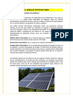 televisor Gracia referir Energia Solar Fotovoltaica Modulo 2 | PDF | Energía solar | Fotovoltaica