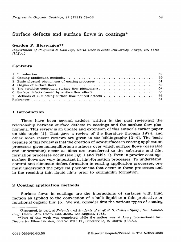 Coating Surface Defects & Flows | PDF | Surface Tension | Diffusion
