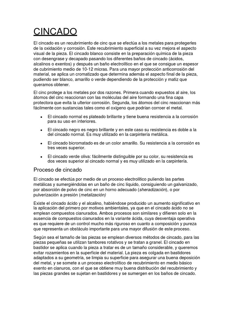 Cincado: Recubrimientos y Procesos | PDF | Materiales de construcción ...