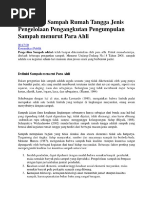 Pengertian Sampah Rumah Tangga Pdf