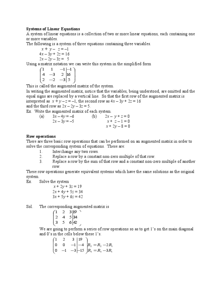 Understanding Linear Equation Systems | PDF | Determinant | Matrix ...
