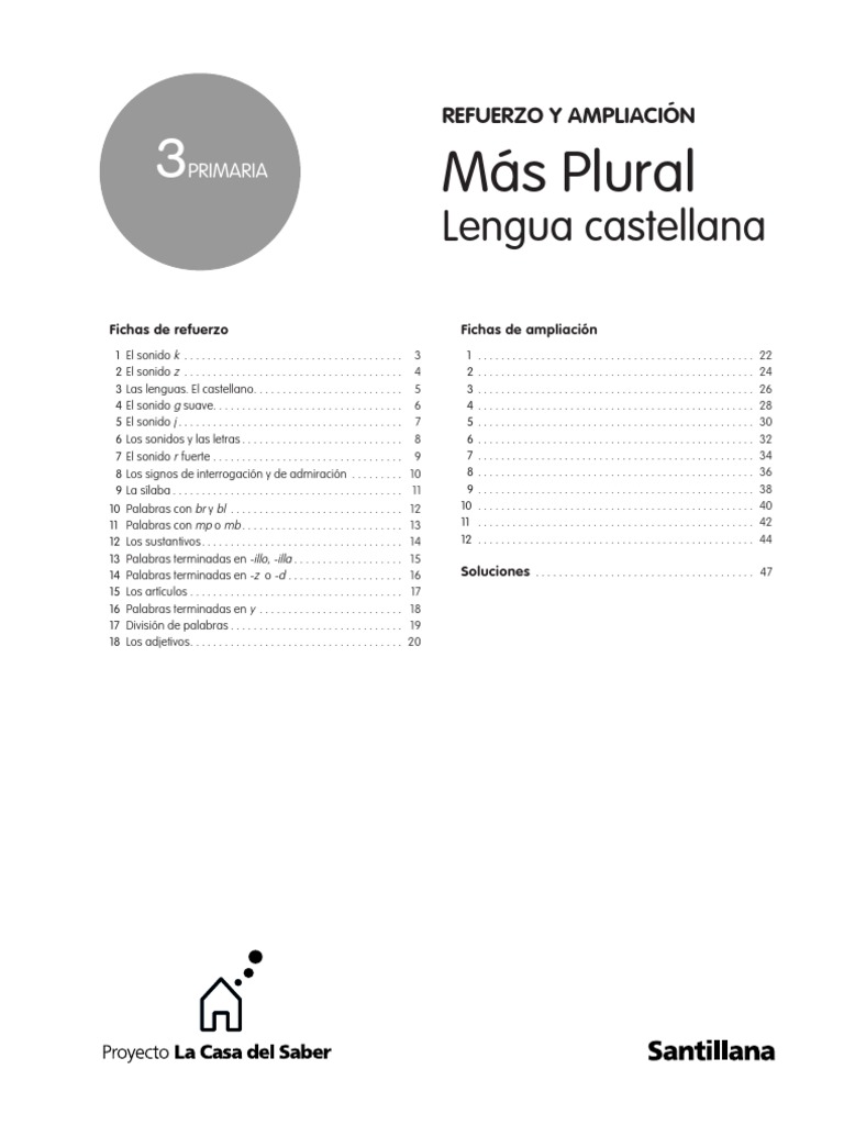 Tercero de Primaria Refuerzo y Ampliacion Santillana PDF | PDF | Lengua ...