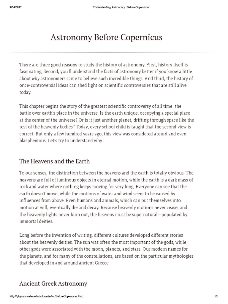 Understanding Astronomy - Before Copernicus | PDF | Planets | Astronomy
