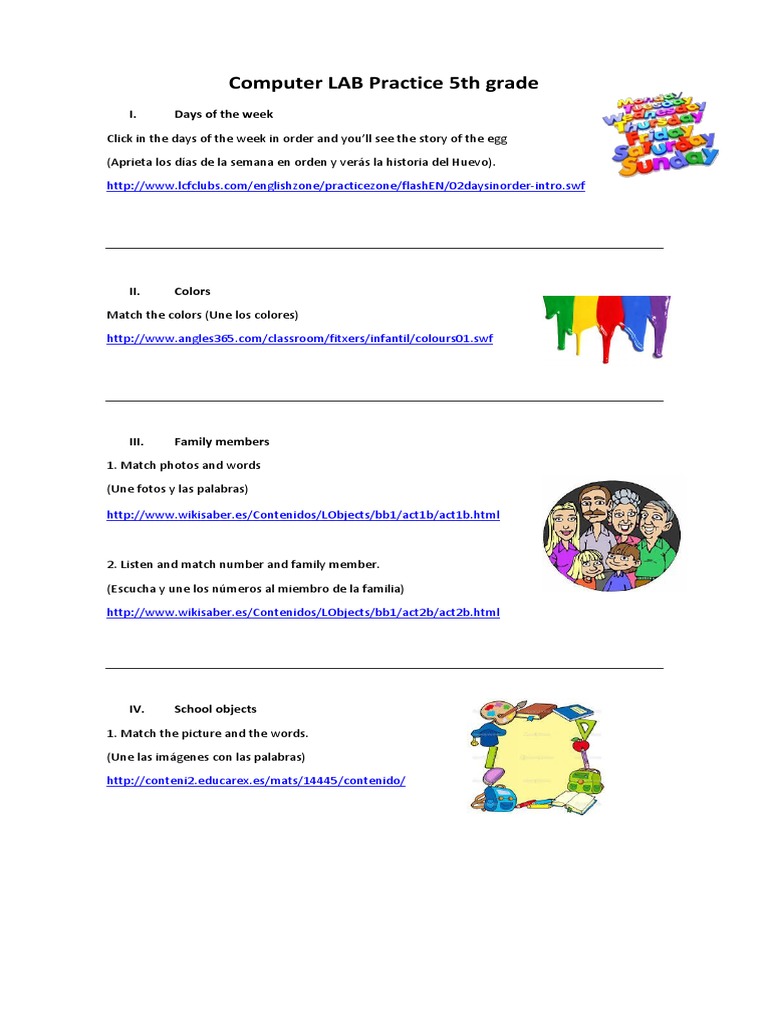 Computer LAB Practice 5th Grade | PDF