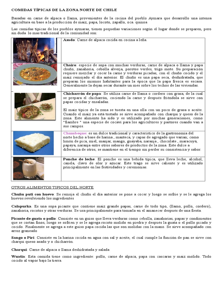 Comidas Típicas de La Zona Norte de Chile | PDF | Maíz | Cocinando