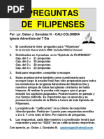 FILIPENSES EXAMEN. Cuestionario de preguntas. Respuestas al final. Por pr. Oskar J González N.