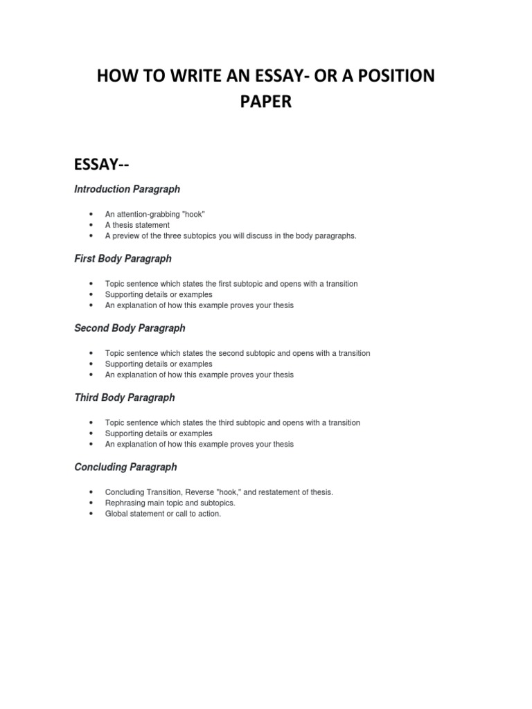 meaning of position paper essay