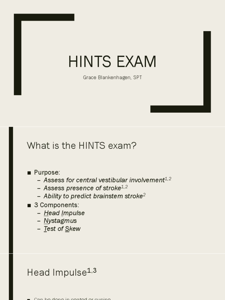 HINTS Exam for Vertigo Assessment | PDF | Vertigo | Vestibular System