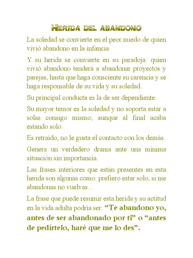 Identificar La Herida Del Abandono Ejercicio 1 PDF