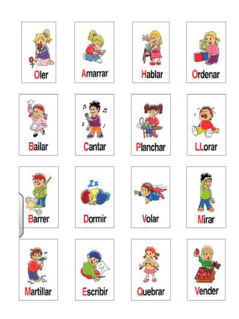 30 Verbos en Inglés y Español con Dibujos | PDF | Artes del Lenguaje y ...