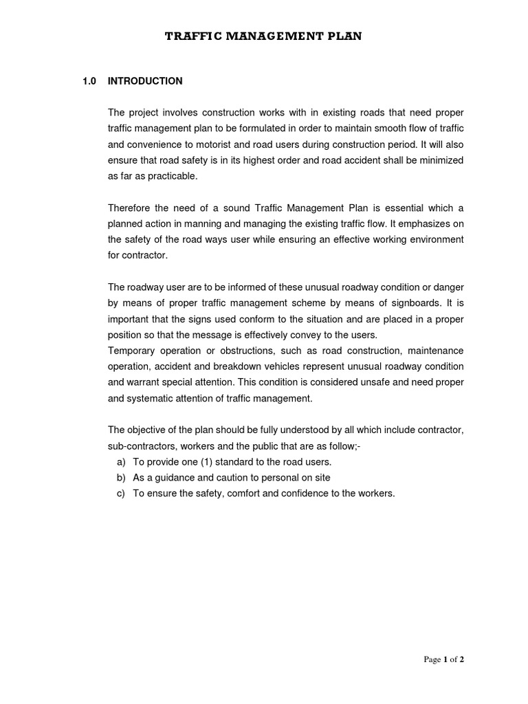Effective Traffic Management Plan Guide | PDF