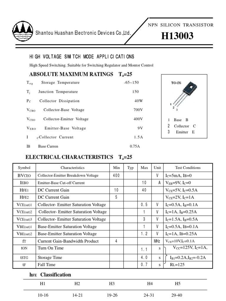 High Voltage NPN Silicon Transistor | PDF