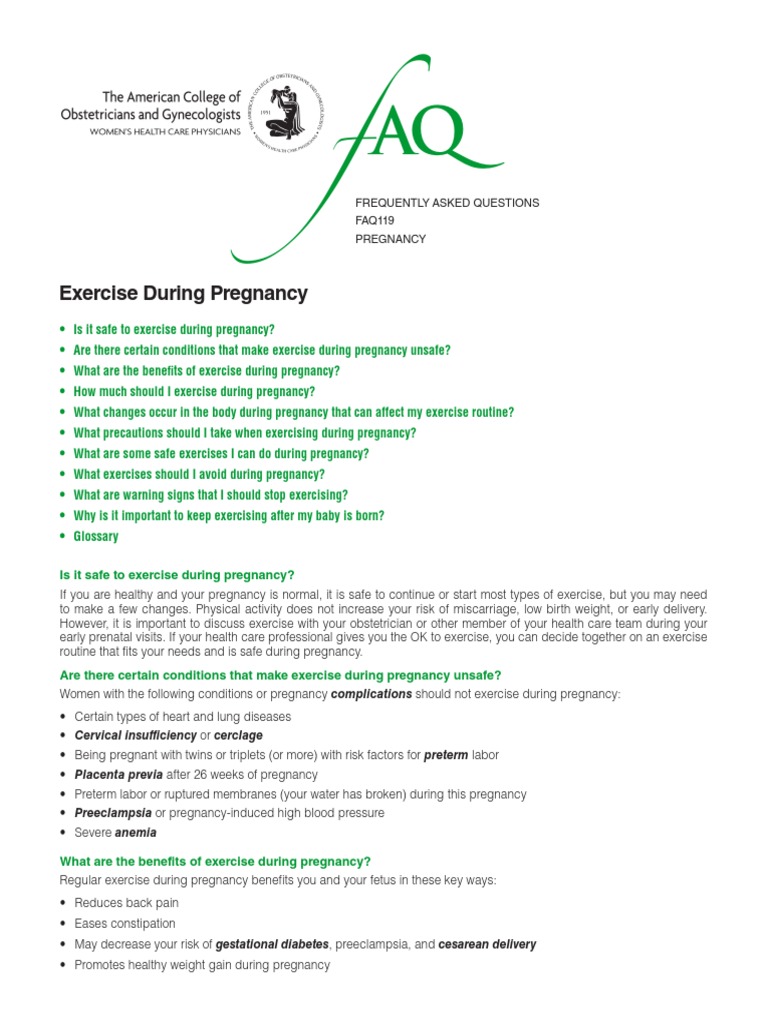ACOG All About Exercise During Pregnancy Pregnancy Physical Exercise