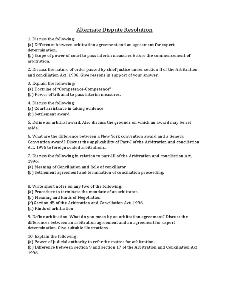 Key Aspects of Arbitration Law 1996 | PDF | Arbitration | Alternative ...