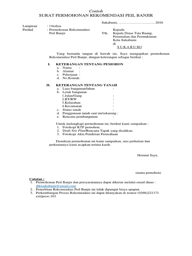 Surat Permohonan Rekomendasi Peil Banjir  PDF