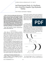 Computational and Experimental Study of A Gas/Steam Turbine Derivative Axial Flow Impulse-Type Hydraulic Turbine