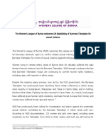 Women's League of Burma welcomes UN Blacklisting of Tatmadaw