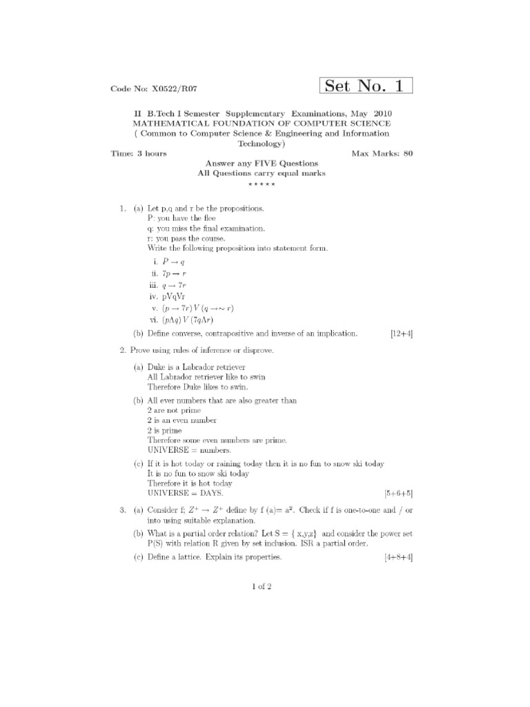 Mathematical Foundation of Computer Science | PDF